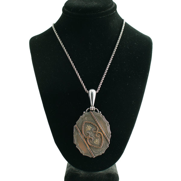 Victorian Silver Engraved Locket on Chain