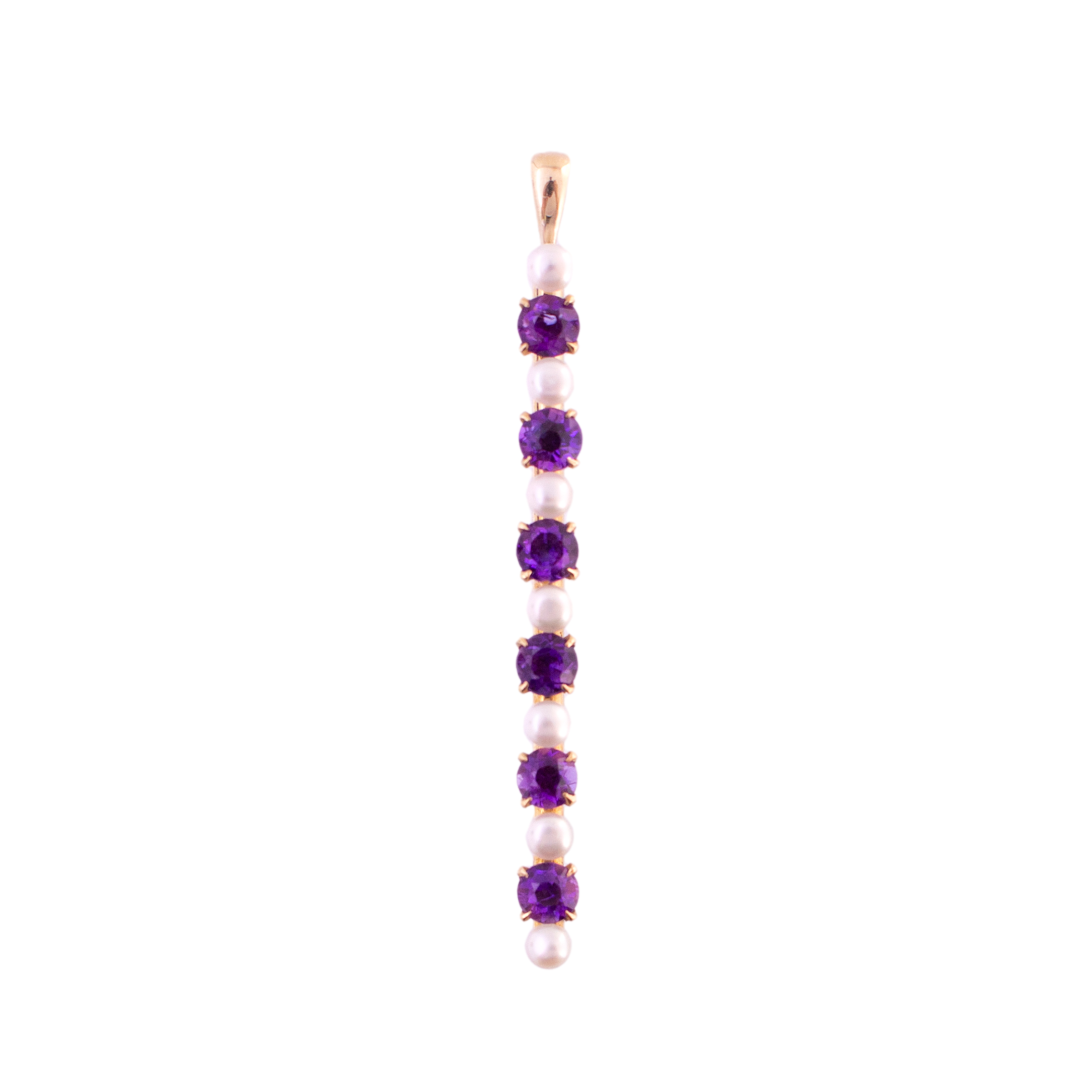 Amethyst and Pearl Vertical Bar Pendant