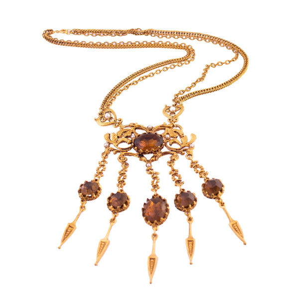 Brown Tiered Dramatic Necklace