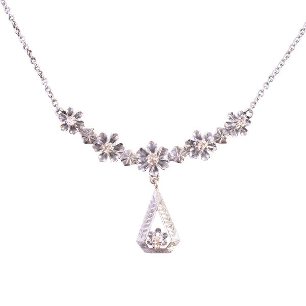 Floral Diamond Bar Necklace