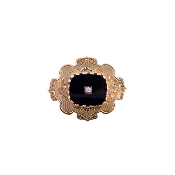 Victorian Onyx Mourning Brooch